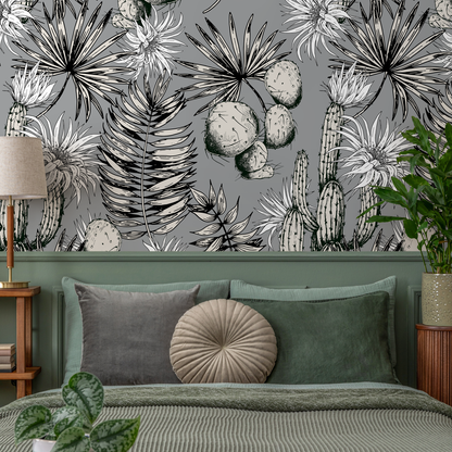 Temporary Wallpaper Vintage Wallpaper Black And White Wallpaper Wallpaper, Peel and Stick Self Adhesive Fabric Floral Wallpaper - A755