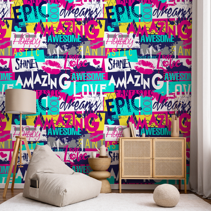 Wallpaper Removable Wallpaper Peel and Stick Wallpaper Wall Decor Home Decor  Wall Art Room Decor / Modern Typography Wallpaper - A784