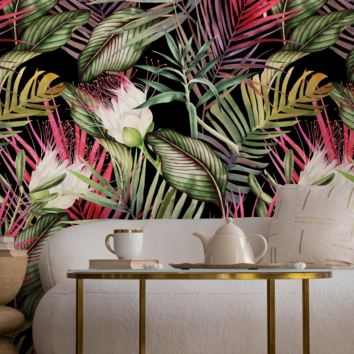 Wallpaper Peel and Stick Wallpaper Removable Wallpaper Home Decor Wall Art Wall Decor Room Decor /  Cool Tropical Leaves Wallpaper -  A835