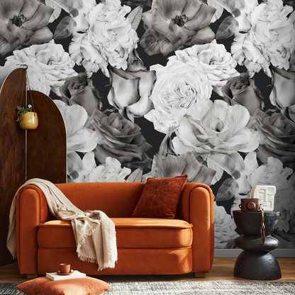 Vintage Dark Roses Wallpaper Peel and Stick and Traditional Wallpaper - A838