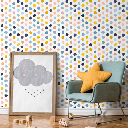 Removable Wallpaper Scandinavian Wallpaper  Wallpaper Peel and Stick Wallpaper Wall Paper Colorful Dots - A856