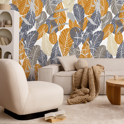 Wallpaper Peel and Stick Wallpaper Removable Wallpaper Home Decor Wall Art Wall Decor Room Decor / Autumn Leaves Wallpaper - A889
