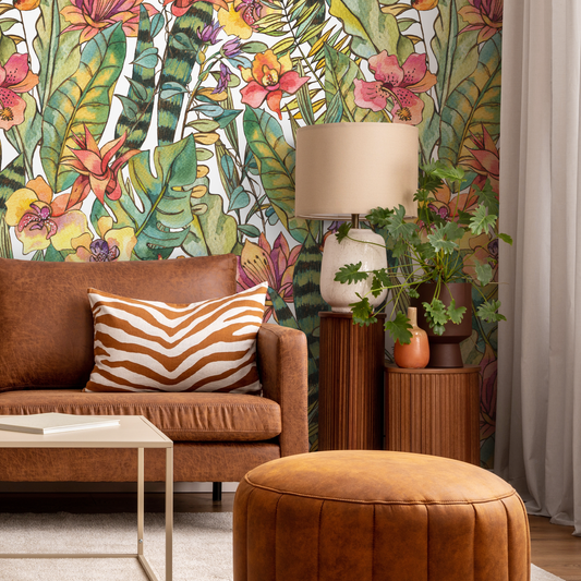 Wallpaper Peel and Stick Wallpaper Removable Wallpaper Home Decor Wall Art Wall Decor Room Decor / Tropical Leaves Wallpaper - A896