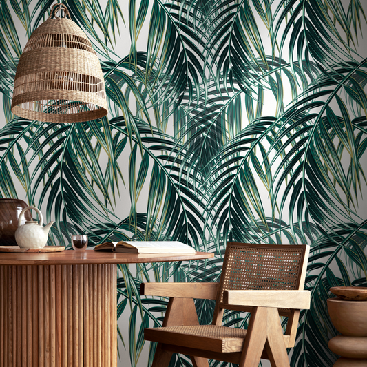 Wallpaper Peel and Stick Wallpaper Removable Wallpaper Home Decor Wall Art Wall Decor Room Decor / Green Botanical Leaves Wallpaper - A901