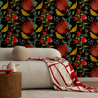 Floral Bird Wallpaper Chinoiserie Wallpaper Peel and Stick and Traditional Wallpaper - A904