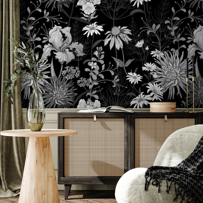 Dark Floral Wallpaper Vintage Wallpaper Peel and Stick and Traditional Wallpaper - A915