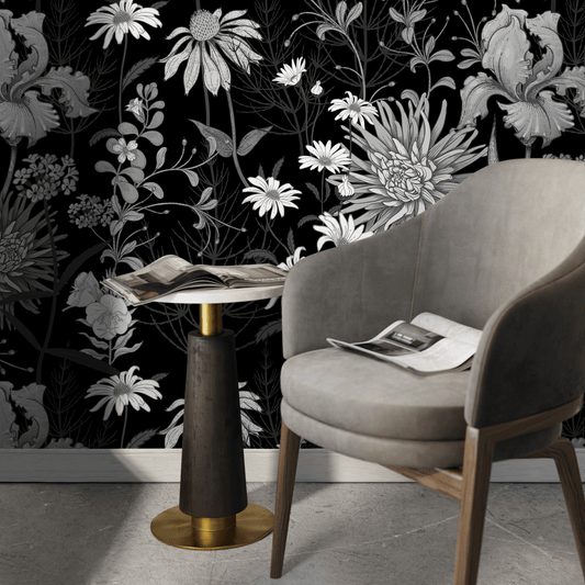 Dark Floral Wallpaper Vintage Wallpaper Peel and Stick and Traditional Wallpaper - A915