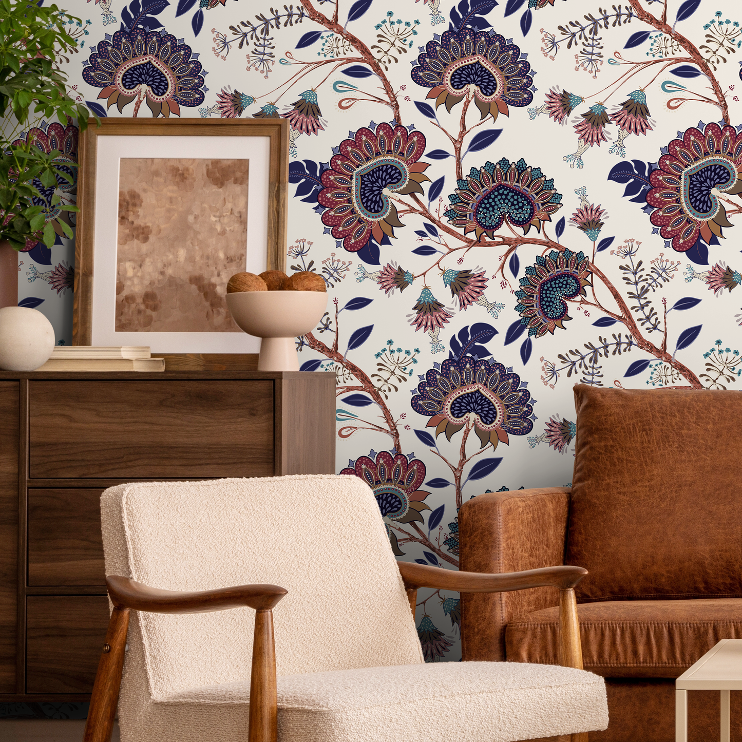Boho Floral Wallpaper Vintage Garden Wallpaper Peel and Stick and Traditional Wallpaper - A916