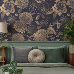Removable Wallpaper Peel and Stick Wallpaper Wall Paper Wall Mural - Vintage Flower Non-Metalic Gold Color - A922 - ONDECOR.COM