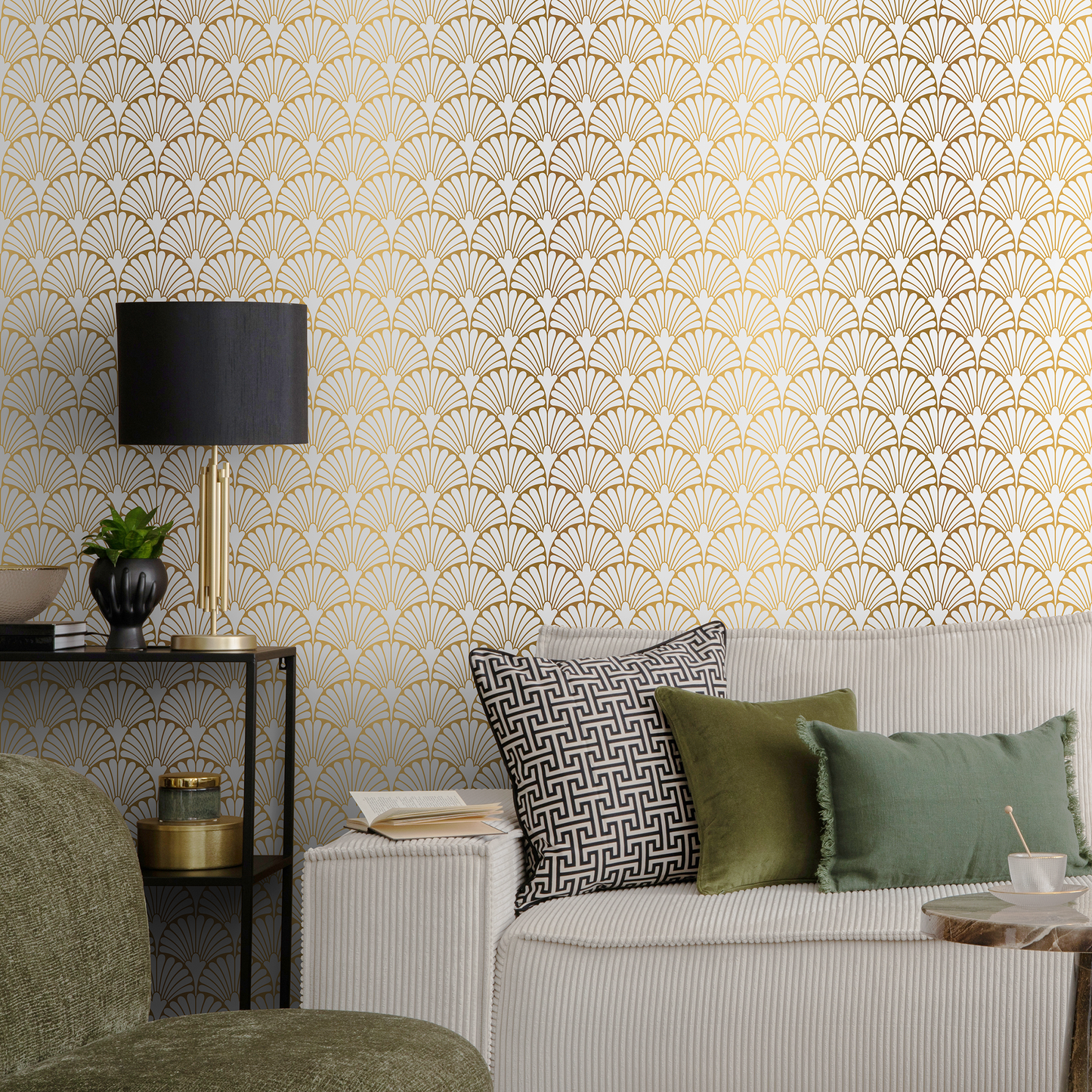 Removable Wallpaper Peel and Stick Wallpaper Wall Paper Wall Mural - Art Deco Non-Metallic Gold Wallpaper - A931