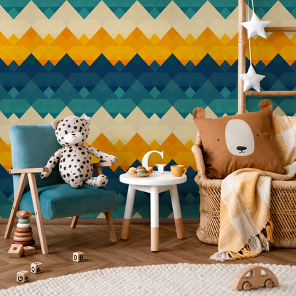 Colorful Geometric Wallpaper Kid Playroom Wallpaper Peel and Stick and Traditional Wallpaper - A943