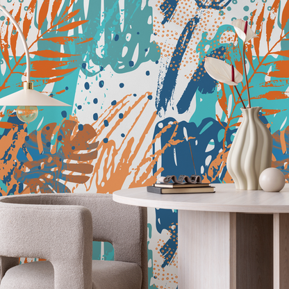 Removable Wallpaper Tropical Wallpaper Temporary Wallpaper Palm Wallpaper Peel and Stick, Contemporary Tropical Wall Paper - A955