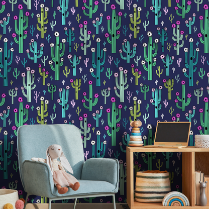 Cactus Floral Wallpaper Cute Kid Wallpaper Peel and Stick and Traditional Wallpaper - A958