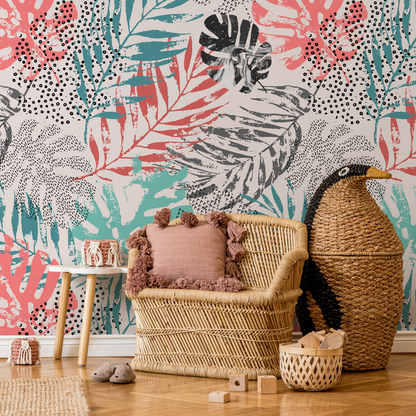 Wallpaper Peel and Stick Wallpaper Removable Wallpaper Home Decor Wall Art Wall Decor Room Decor / Colorful Leaves Cool Wallpaper - A967