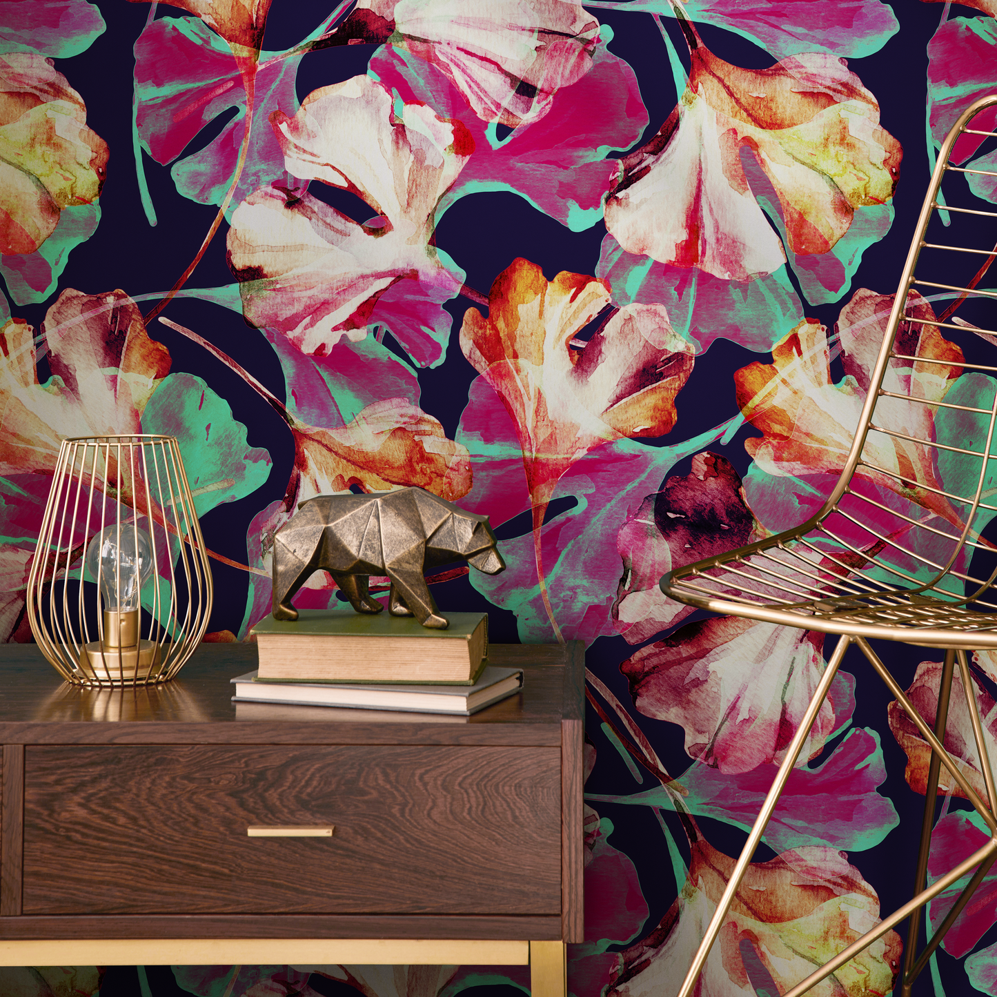 Modern Floral Wallpaper Colorful Wallpaper Peel and Stick and Traditional Wallpaper - B017