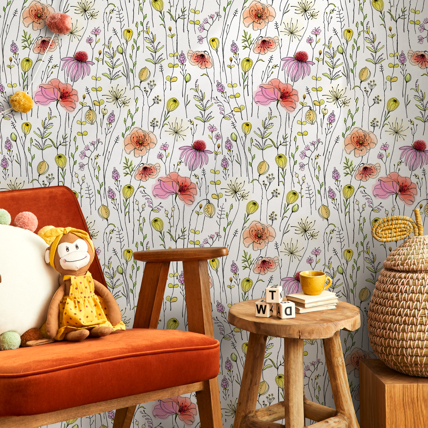 Removable Wallpaper Peel and Stick Wallpaper Wall Paper Wall Mural - Vintage Floral Wallpaper  - B018