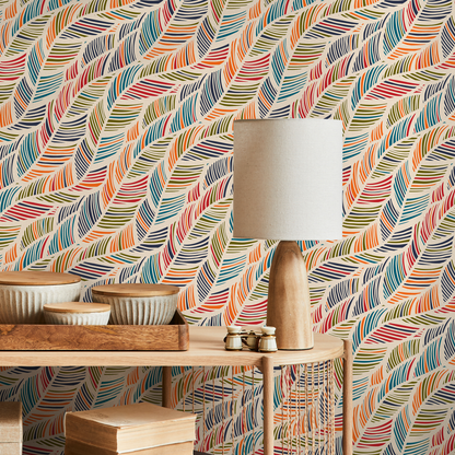 Removable Wallpaper Scandinavian Wallpaper Colorful Leaves Wallpaper Peel and Stick Wallpaper Wall Paper - B041