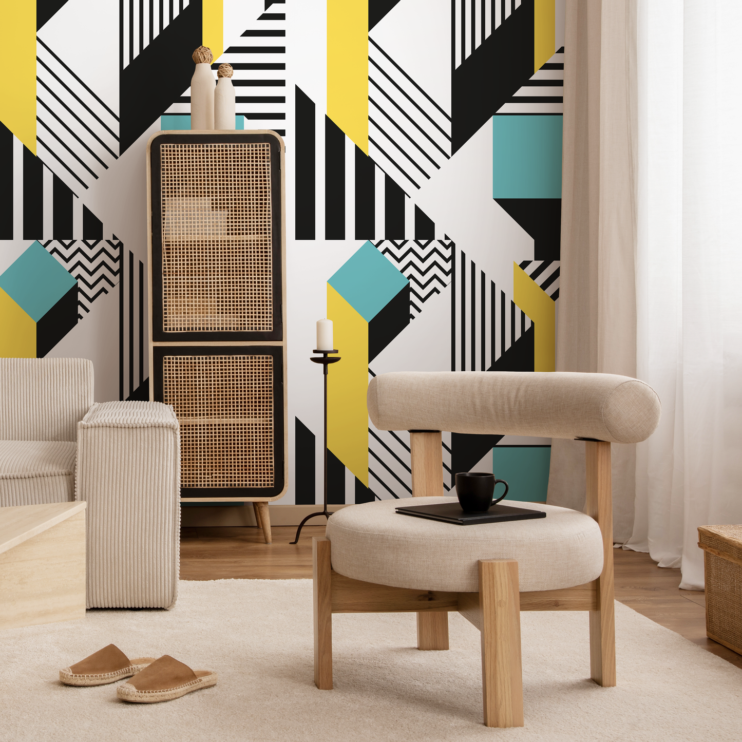 Removable Wallpaper Scandinavian Wallpaper Minimalist Geometric Wallpaper Peel and Stick Wallpaper Wall Paper - B042