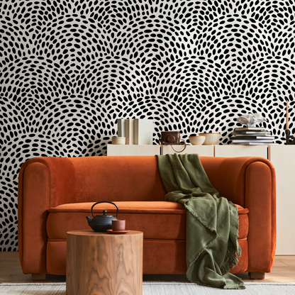 Removable Wallpaper Scandinavian Wallpaper Black Circle Dots Wallpaper Peel and Stick Wallpaper Wall Paper - B044