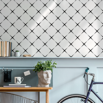 Wall Decor Peel and Stick Wallpaper Removable Wallpaper Home Decor Room Decor / Black and White Minimalist Geometric Wallpaper - B050