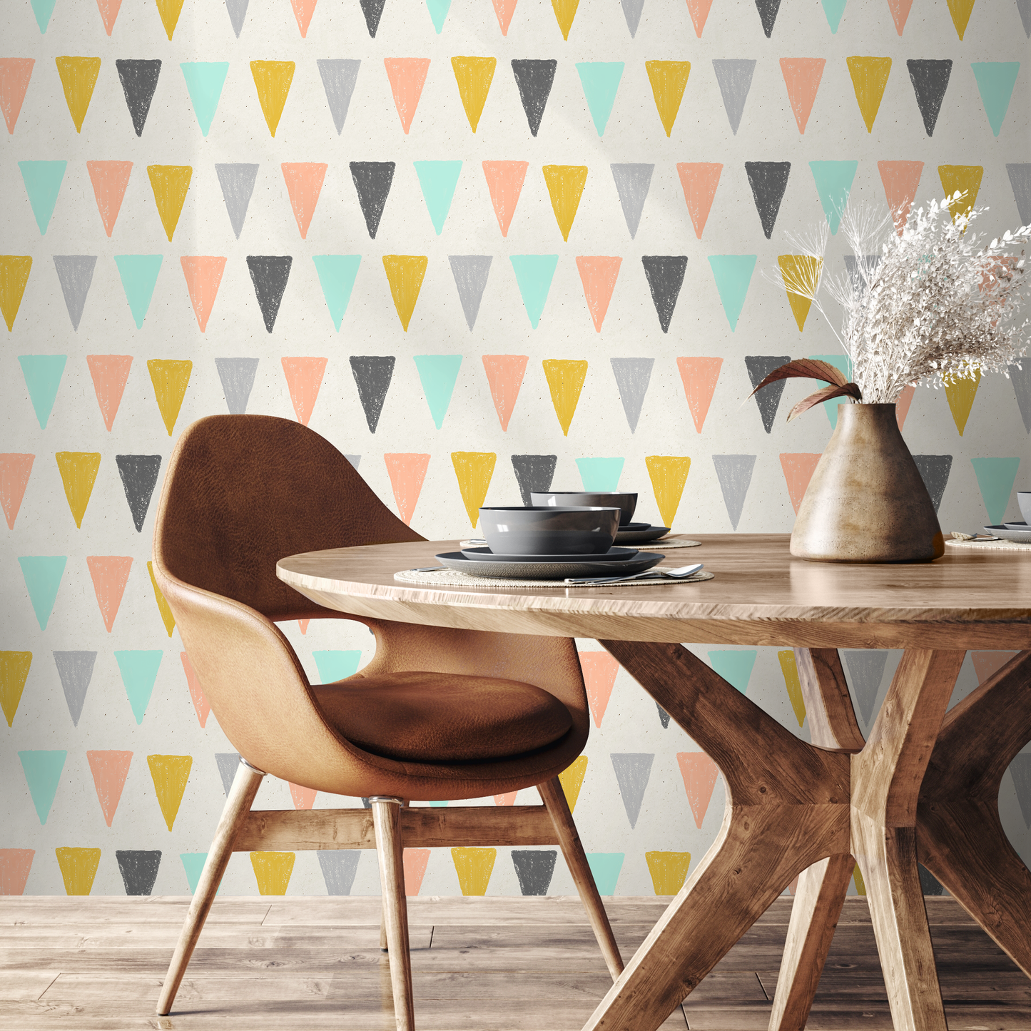 Colorful Triangles Geometric Wallpaper Removable Wallpaper Scandinavian Wallpaper Peel and Stick and Traditional Wallpaper Wall Paper - B075