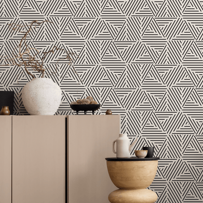 Removable Wallpaper Peel and Stick Wallpaper Wall Paper Wall Mural - Black and White Minimal Wallpaper - B077
