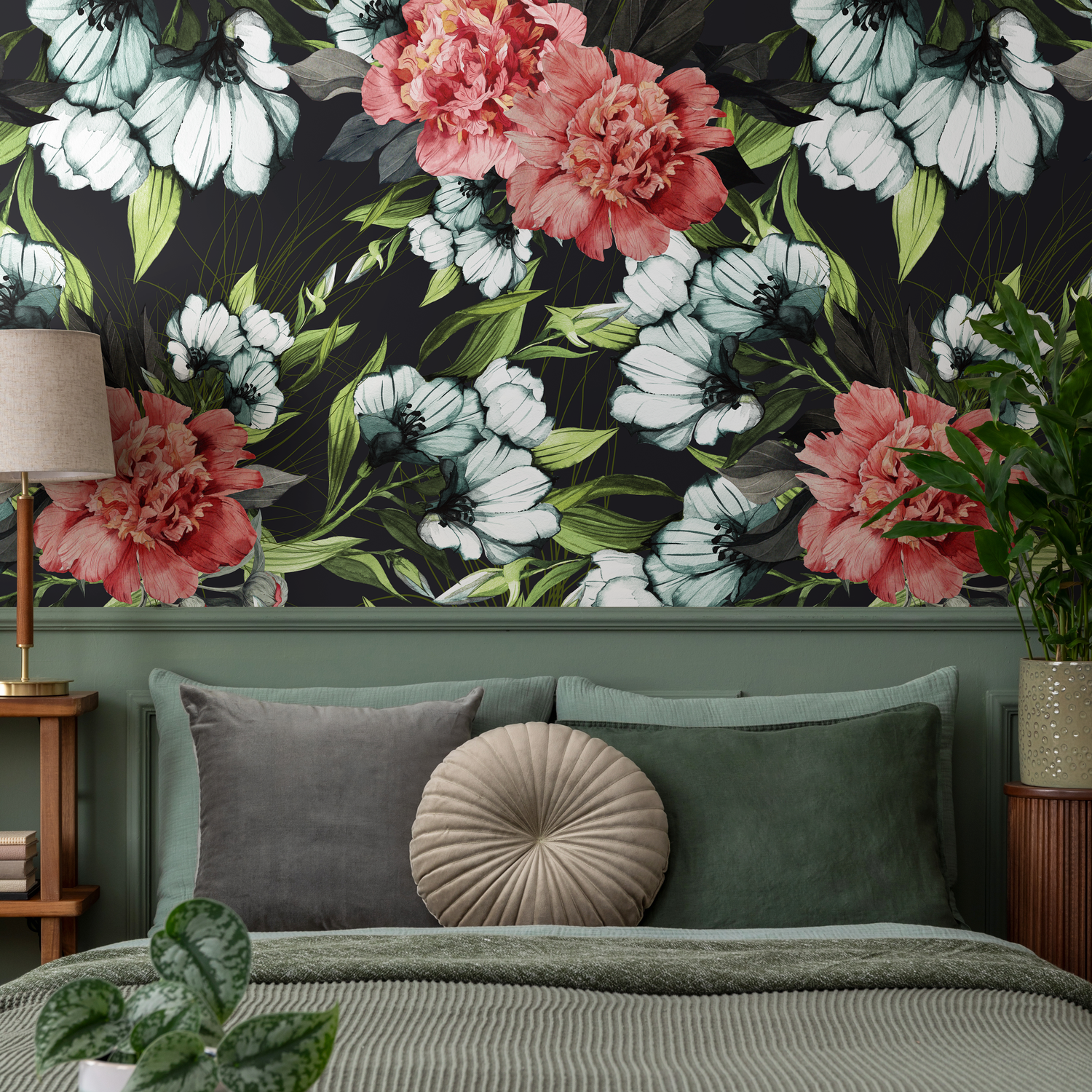 Papier peint autocollant amovible, décoration d'intérieur, art mural, décoration murale, décoration de chambre, papier peint vintage à fleurs - B081