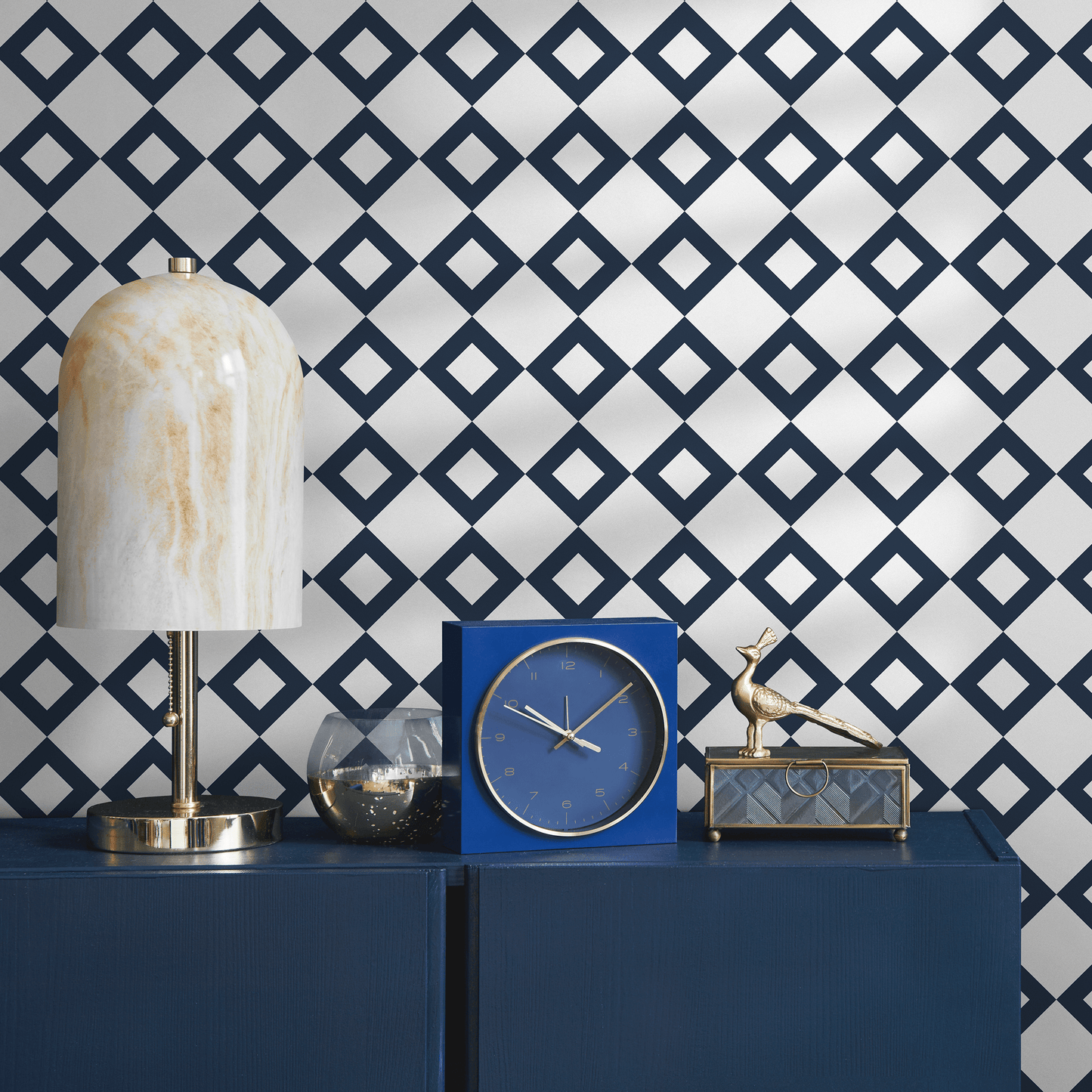 Removable Wallpaper Scandinavian Wallpaper Temporary Wallpaper Minimalist Wallpaper Peel and Stick Wallpaper Blue Diamond Wallpaper- B107