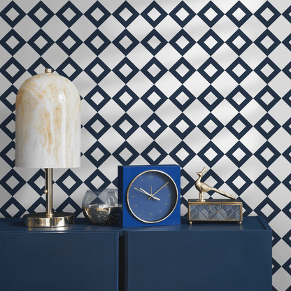 Removable Wallpaper Scandinavian Wallpaper Temporary Wallpaper Minimalist Wallpaper Peel and Stick Wallpaper Blue Diamond Wallpaper- B107