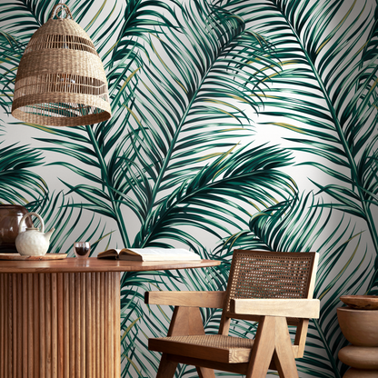 Wallpaper Peel and Stick Wallpaper Removable Wallpaper Home Decor Wall Art Wall Decor Room Decor / Tropical Leaves Palm Wallpaper - B121