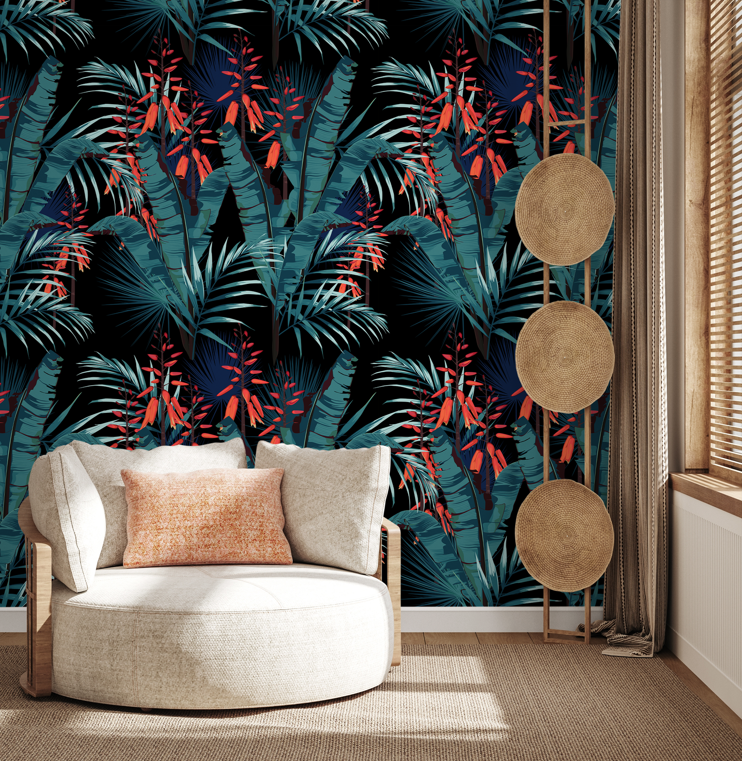 Wallpaper Peel and Stick Wallpaper Removable Wallpaper Home Decor Wall Art Wall Decor Room Decor / Tropical Palm Leaves Wallpaper - B143