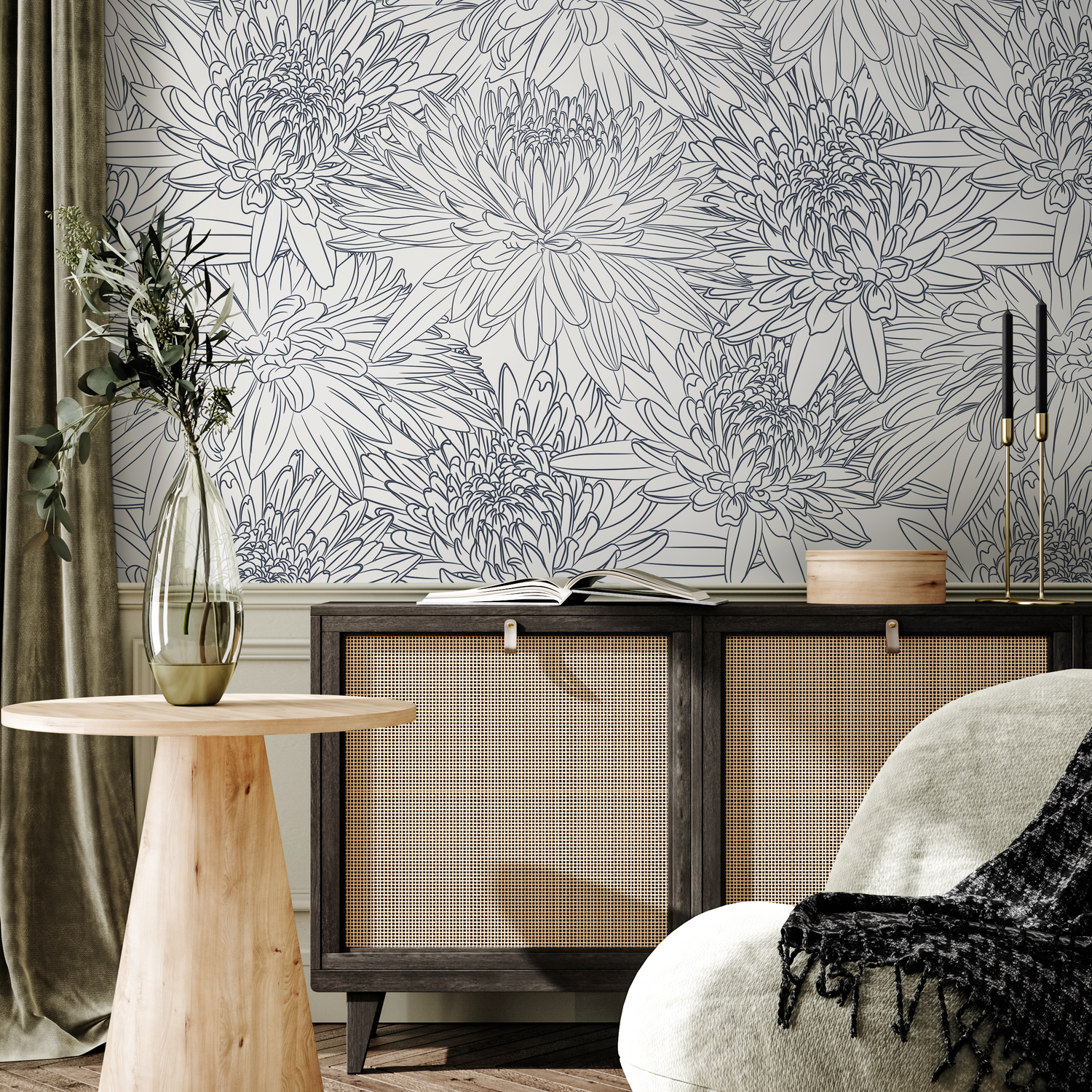Papel pintado extraíble dibujado a mano, papel pintado escandinavo, papel pintado temporal, papel pintado contemporáneo, papel pintado autoadhesivo, papel de pared - B150