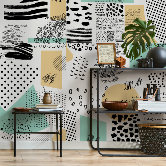 Removable Wallpaper Scandinavian Wallpaper  Waves Wallpaper Peel and Stick Wallpaper Wall Paper - B158