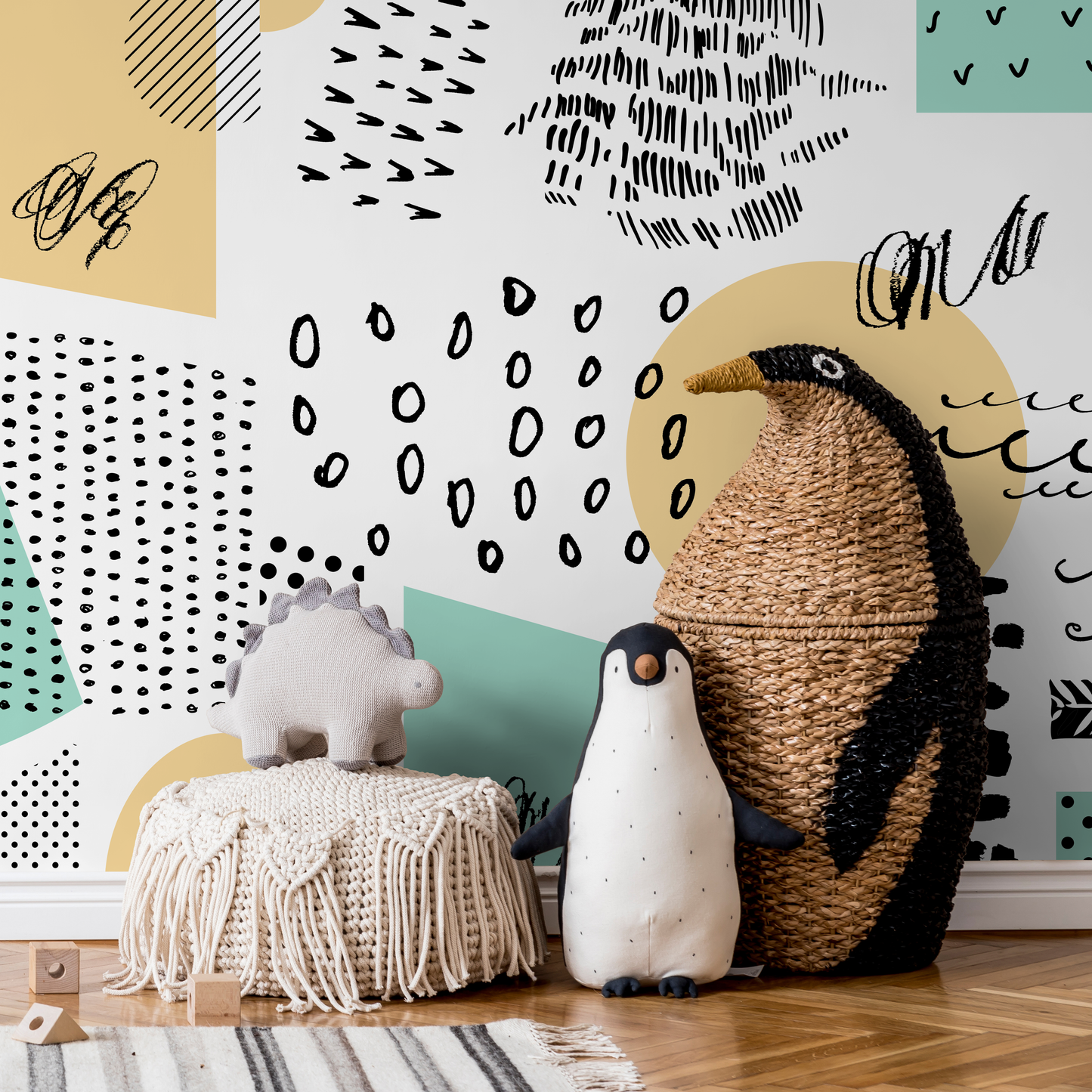 Removable Wallpaper Scandinavian Wallpaper  Waves Wallpaper Peel and Stick Wallpaper Wall Paper - B158