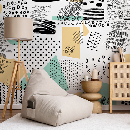 Removable Wallpaper Scandinavian Wallpaper  Waves Wallpaper Peel and Stick Wallpaper Wall Paper - B158