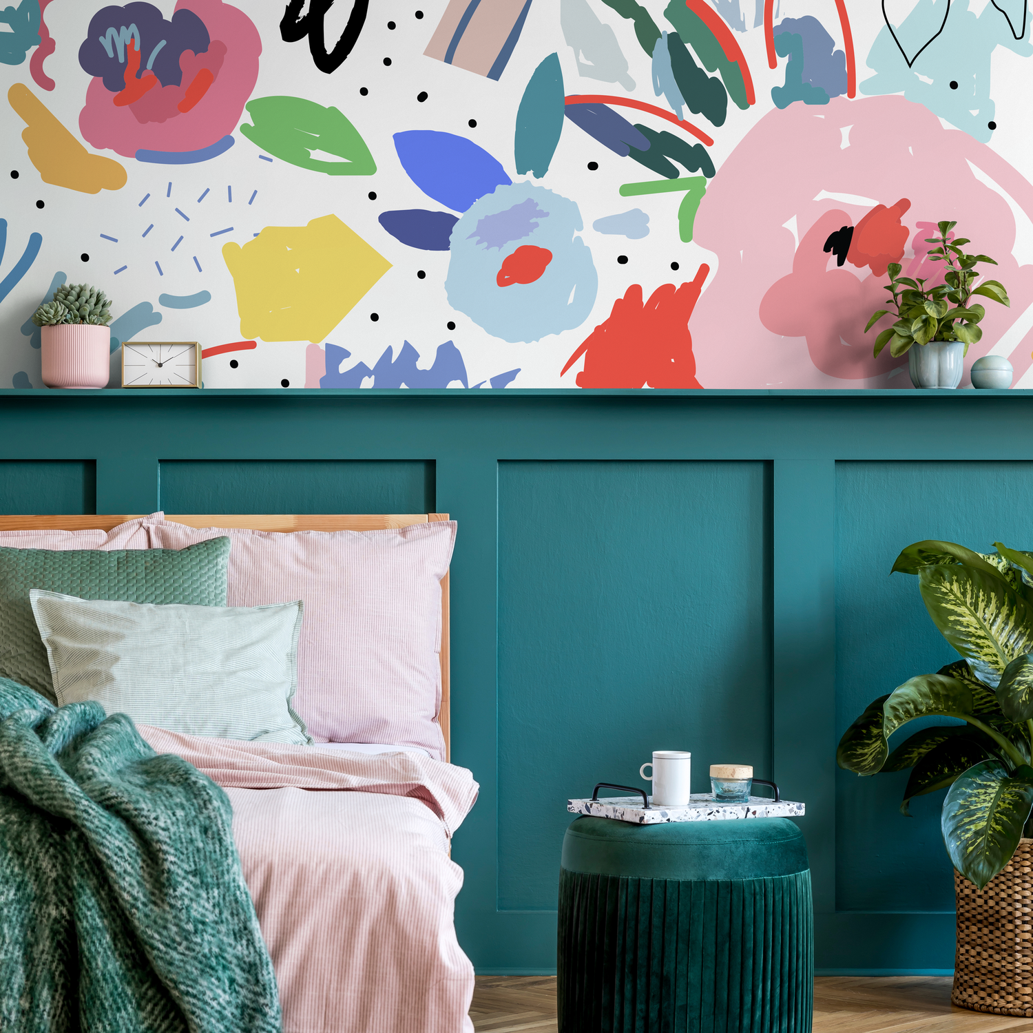 Papier peint amovible, papier peint scandinave, papier peint temporaire, papier peint autocollant, fresque murale abstraite - B172