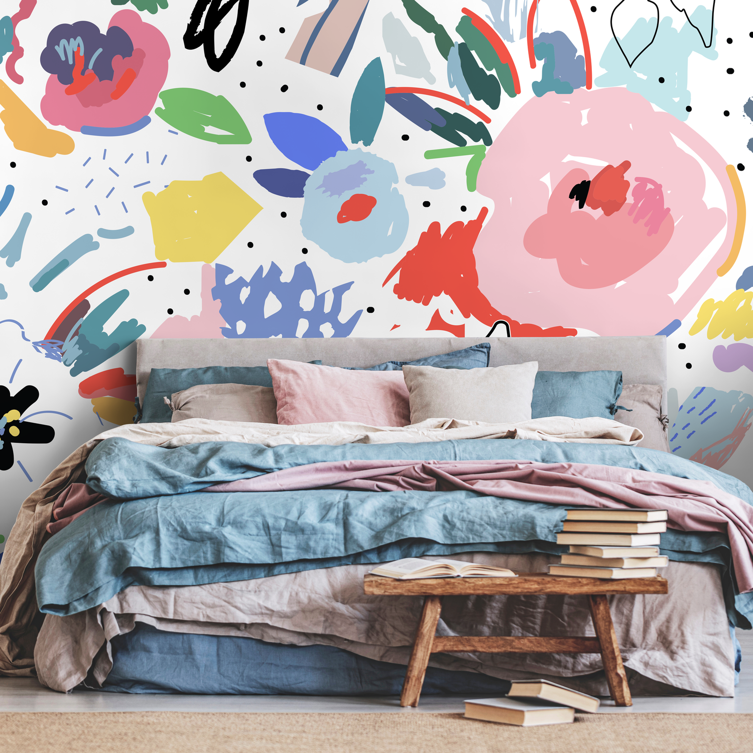 Papier peint amovible, papier peint scandinave, papier peint temporaire, papier peint autocollant, fresque murale abstraite - B172