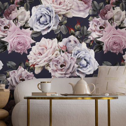 Wallpaper Removable Wallpaper Peel and Stick Wallpaper Wall Decor Home Decor Wall Art Room Decor / Vintage Roses Wallpaper - B184