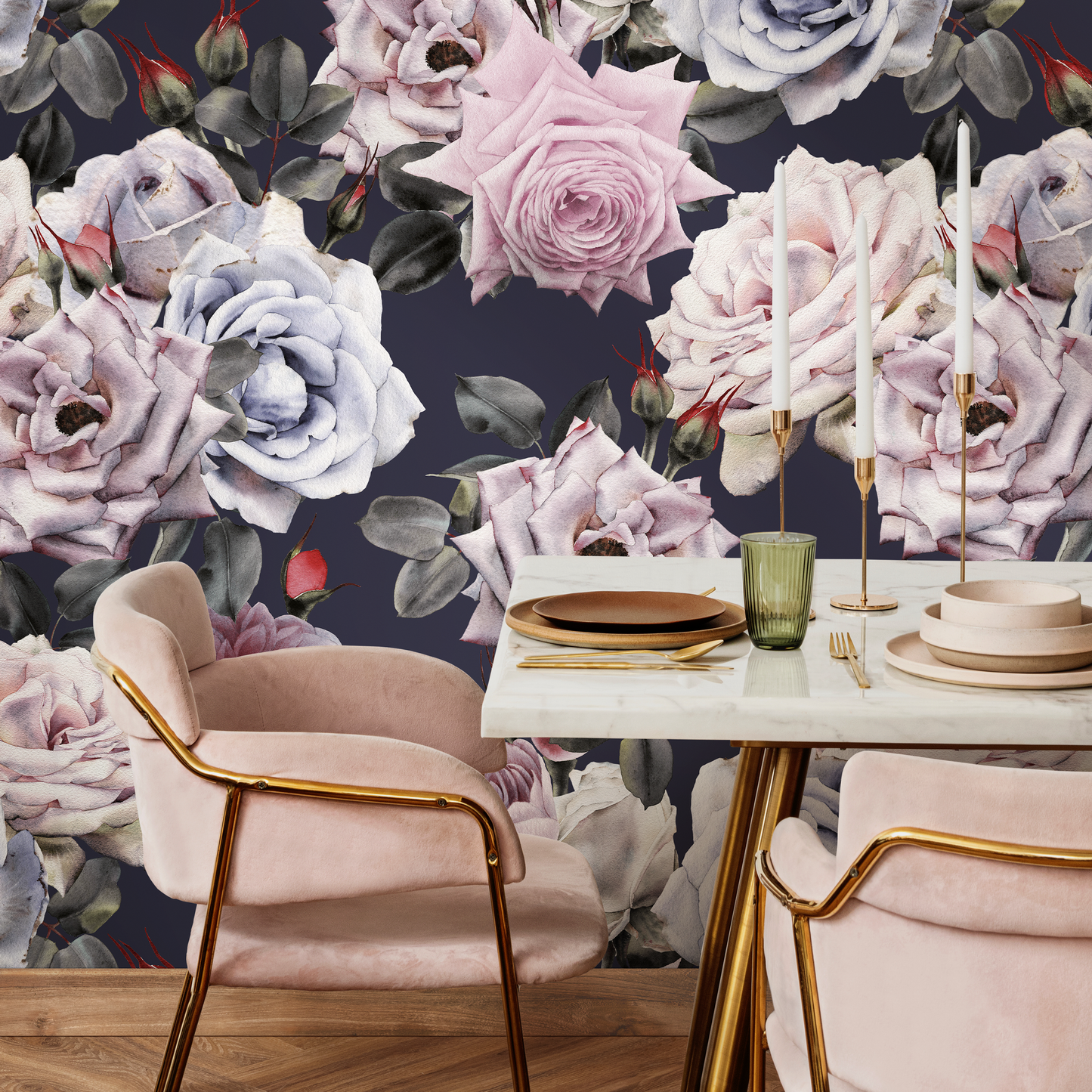 Wallpaper Removable Wallpaper Peel and Stick Wallpaper Wall Decor Home Decor Wall Art Room Decor / Vintage Roses Wallpaper - B184