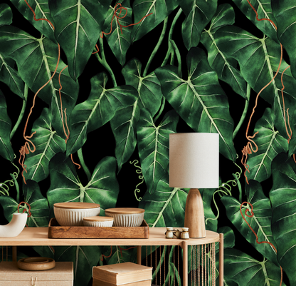 Wallpaper Peel and Stick Wallpaper Removable Wallpaper Home Decor Wall Art Wall Decor Room Decor / Green Tropical Wallpaper - B193