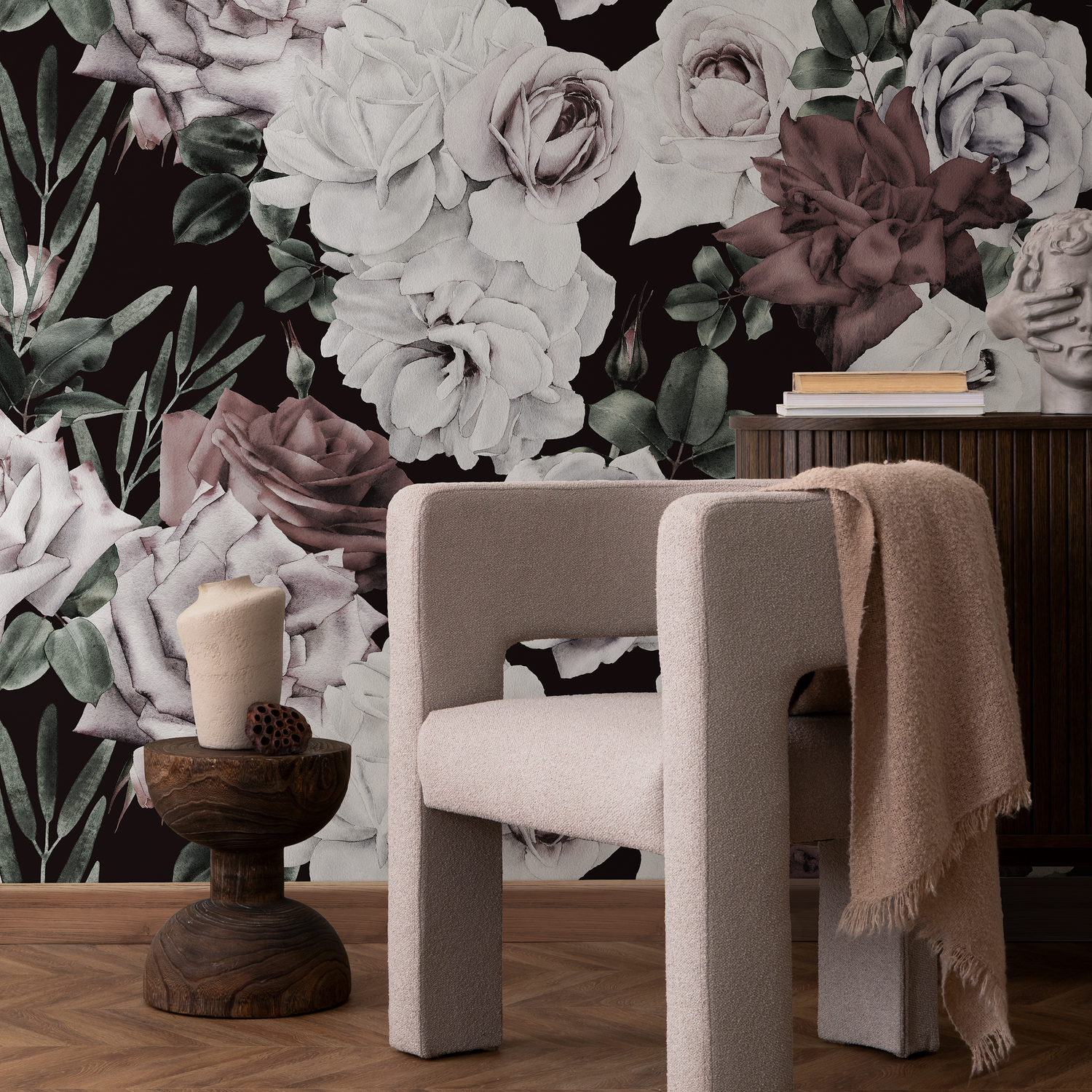 Papel pintado autoadhesivo, papel pintado extraíble, decoración del hogar, arte de pared, decoración de habitaciones, papel pintado de rosas vintage - B194