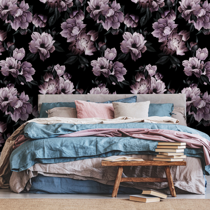 Vintage Dark Floral Wallpaper Peel and Stick and Traditional Wallpaper - B197
