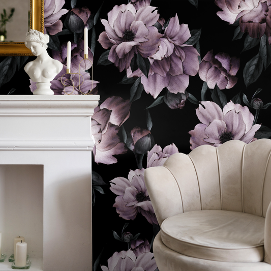 Vintage Dark Floral Wallpaper Peel and Stick and Traditional Wallpaper - B197