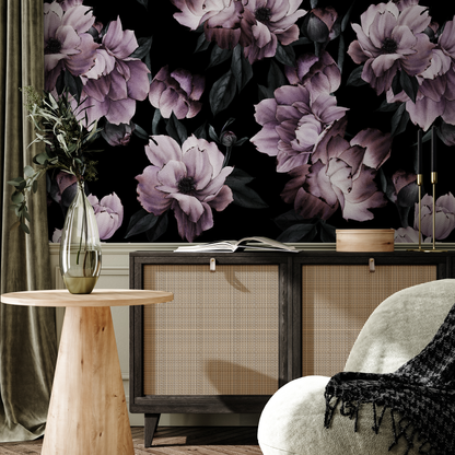 Vintage Dark Floral Wallpaper Peel and Stick and Traditional Wallpaper - B197