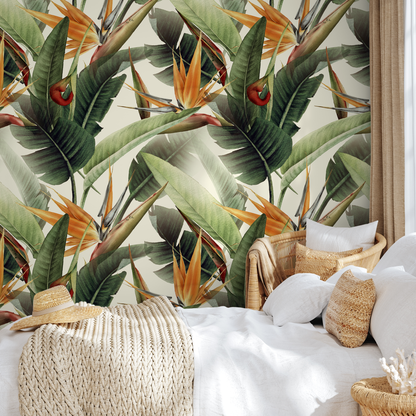 Wallpaper Removable Wallpaper Peel and Stick Wallpaper Wall Decor Home Decor Wall Art Room Decor / Botanical Leaves Wallpaper - B220