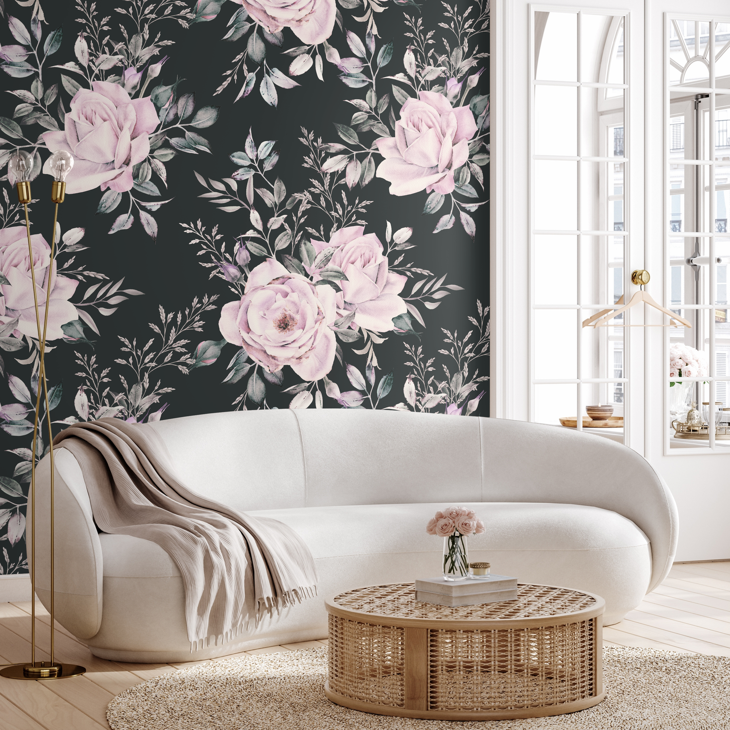 Papel pintado autoadhesivo, papel pintado extraíble, decoración del hogar, arte de pared, decoración de habitaciones, papel pintado floral vintage - B224