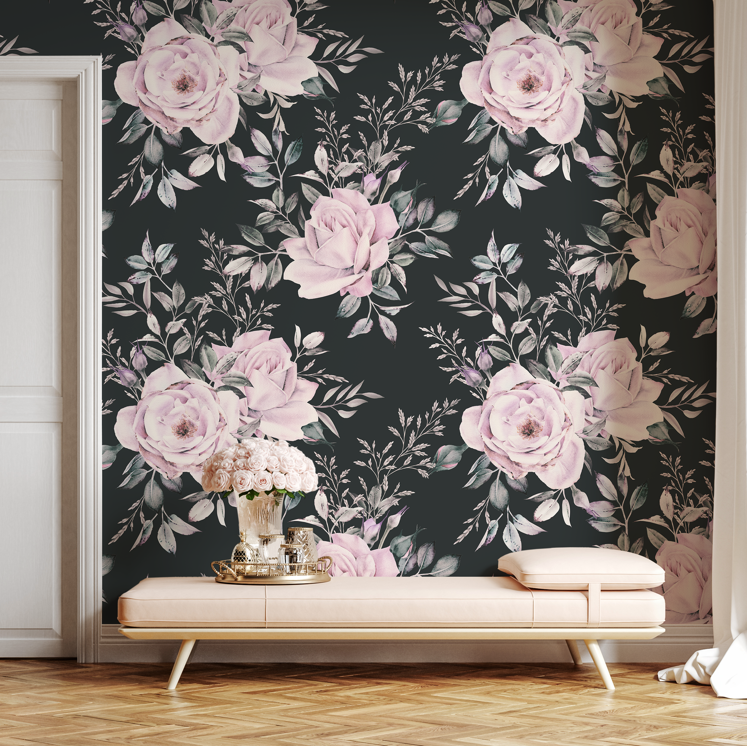 Papel pintado autoadhesivo, papel pintado extraíble, decoración del hogar, arte de pared, decoración de habitaciones, papel pintado floral vintage - B224