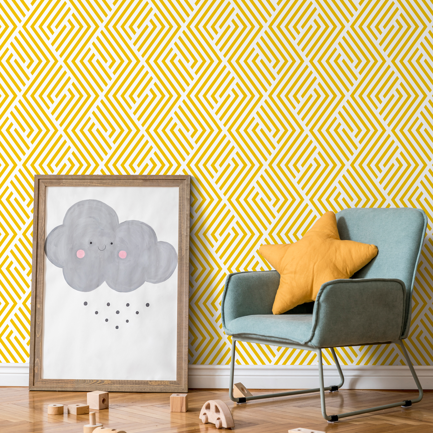 Minimal Yellow - Wallpaper Removable Wallpaper Peel and Stick Wallpaper Wall Paper Wall Mural - B246