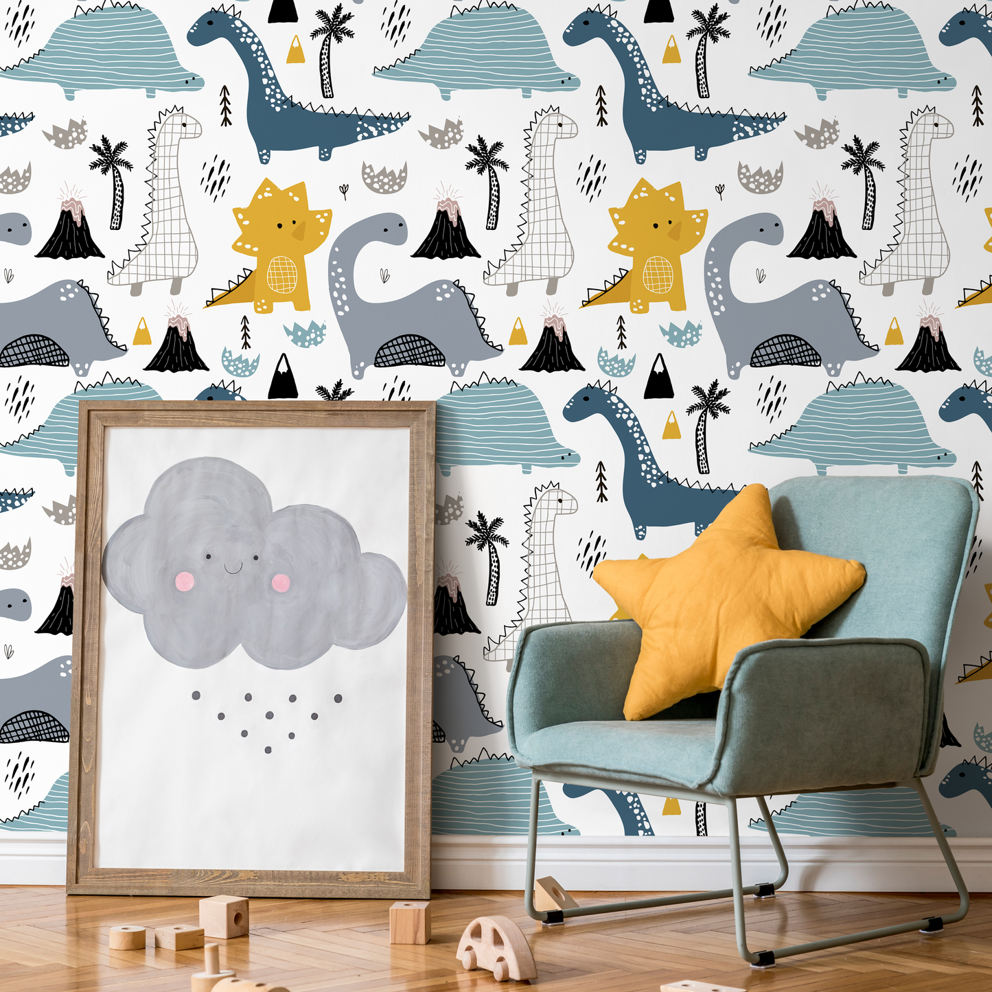 Removable Wallpaper Peel and Stick Wallpaper Wall Paper - Cute Dinosaur Wallpaper - B247