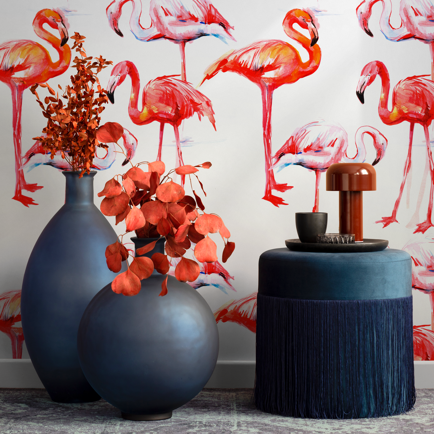 Removable Wallpaper Peel and Stick Wallpaper Wall Paper Wall Mural - Flamingos Wallpaper - B248